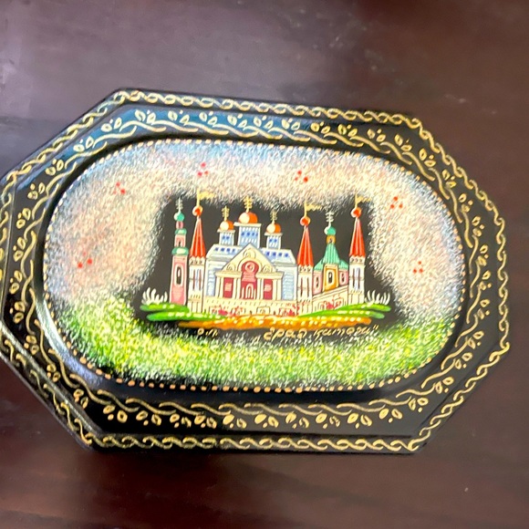 Antique Russian Lacquer Box Kholui Hand painted signed - Picture 2 of 11